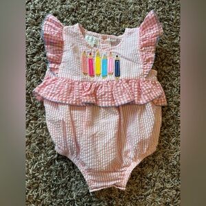 Mudpie back to school outfit, 3-6 months, worn once.